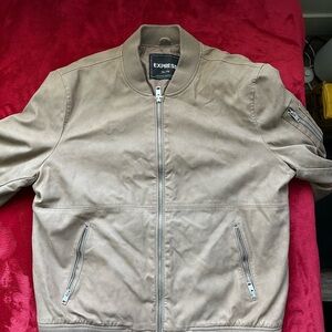 Express Men's Beige Bomber Jacket
